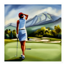 Golfer-Malerin - Kunstdrucken