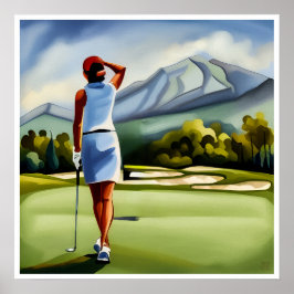 Golfer-Malerin - Kunstdrucken Poster