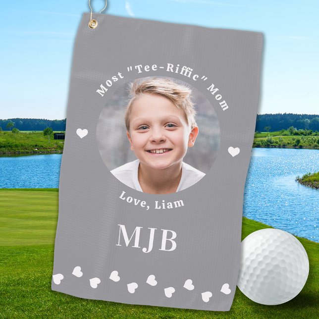 Golfer MAMA Custom Foto Personalisiert Monogram Golfhandtuch (Von Creator hochgeladen)