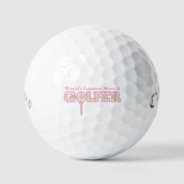 Golfer maman rose vert plâtre cadeau balles de gol (Recto)