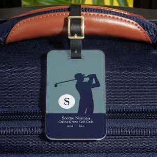Golfer Mann mit Golf Club Blau Gepäckanhänger