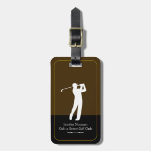 Golfer Mann mit Golfschläger Elegant Braun Gepäckanhänger