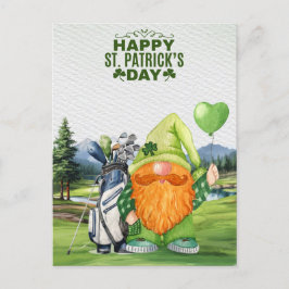 Golfer mit Bier & Kleeblatt St. Patrick's Day Feiertagspostkarte