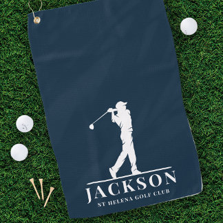 Golfer Mit Monogramm Blue Golfhandtuch