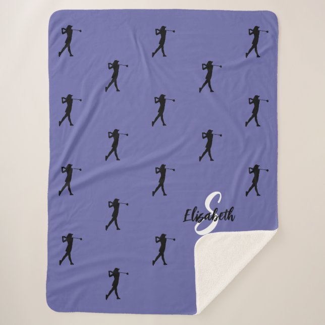 Golfer Mit Monogramm Sports Periwinkle Sherpadecke (Vorderseite)