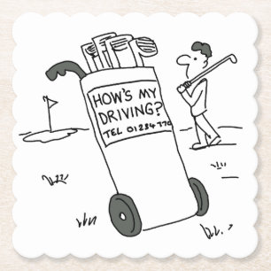 Golfer mit Sign Sprichwort Wie fahre ich?flink Untersetzer