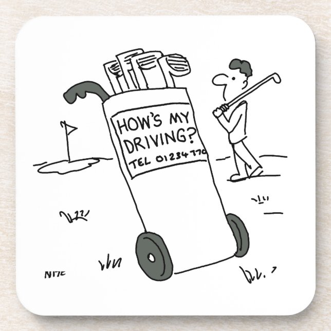 Golfer mit Sign Sprichwort Wie fahre ich? Funny Getränkeuntersetzer (Vorderseite)