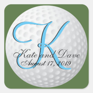 Golfer Monogram Elegant Golf 3d Gastgeschenk Hochz Quadratischer Aufkleber