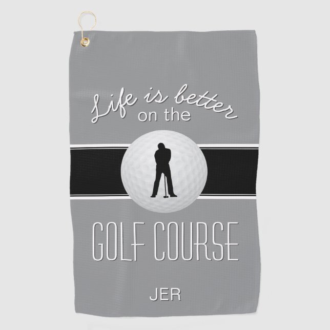 Golfer Monogram Golf Sportangebot Grau Niedlich Golfhandtuch (Vorderseite)