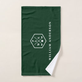 Golfer Monogram & Name Stylish Minimalist Golf Handtuch