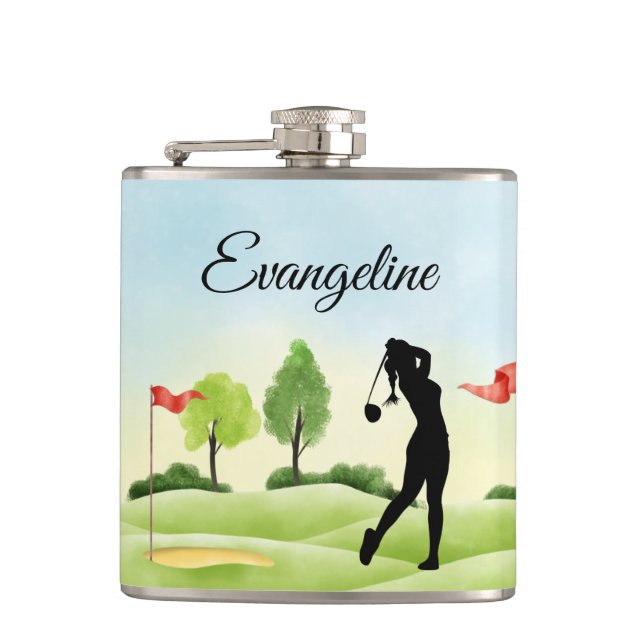 Golfer Monogram Vinyl Wrapped Flask Flachmann (Vorderseite)