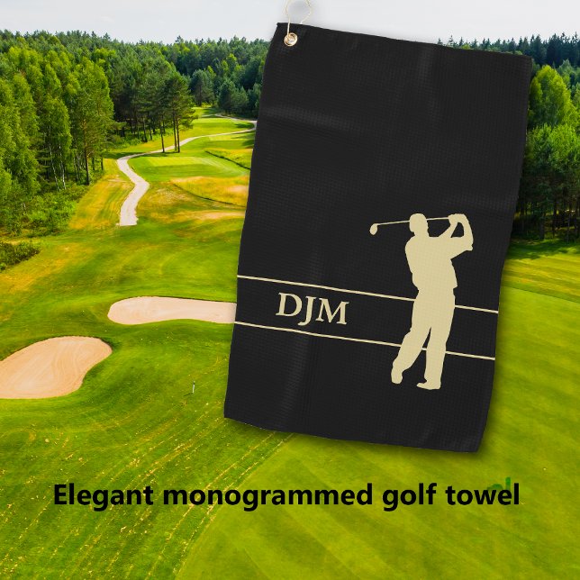 Golfer-Monogramm-Silhouette Golfhandtuch (Von Creator hochgeladen)