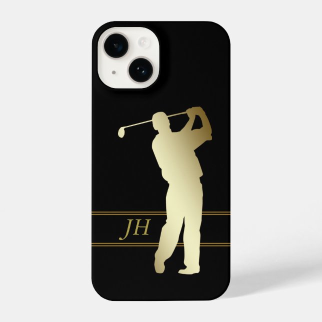 Golfer-Monogramm-Silhouette iPhone 14 Hülle (Rückseite)