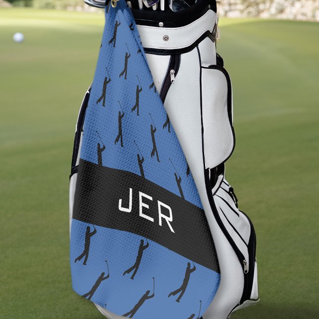 Golfer Muster Maßgeschneiderte Mit Monogramm Blue  Golfhandtuch (Von Creator hochgeladen)