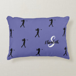 Golfer Muster Mit Monogramm Golf Sport Periwinkle Dekokissen