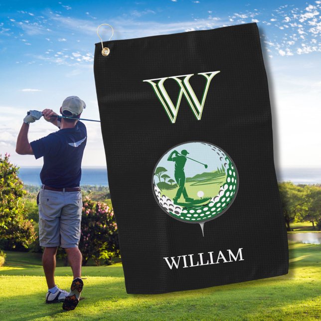 GOLFER NAME CUSTOM MONOGRAM GOLF TOWEL GOLFHANDTUCH (Von Creator hochgeladen)