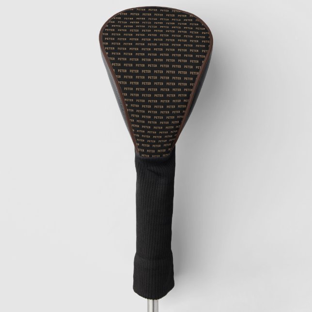 Golfer Name Elegantes klassisches Muster Schwarz Golf Headcover (Vorderseite)