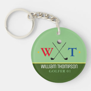 Golfer Name & Initials Monogramm Schlüsselanhänger