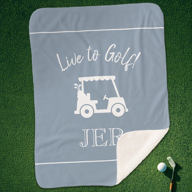 Golfer Niedlich Golf Cart Monogram Initials Dusty  Sherpadecke (Golfer Cute Golf Cart Monogram Initials Dusty Blue Sherpa Blanket)