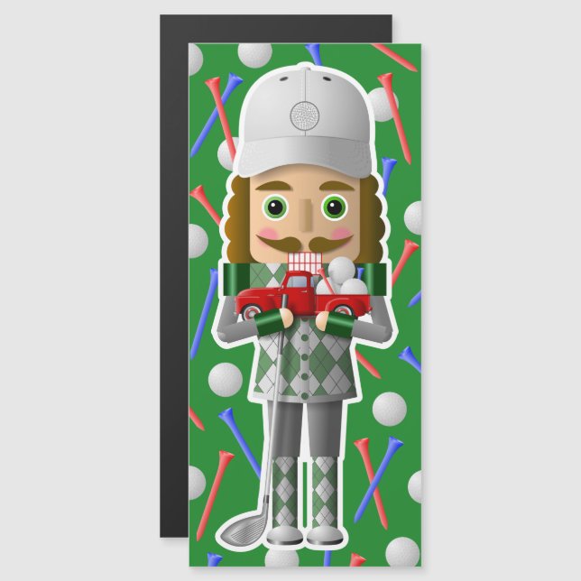 Golfer Nutcracker mit Little Red Truck Magnetkarte (Vorne/Hinten)