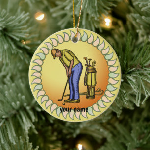 Golfer Opa Keramik Ornament