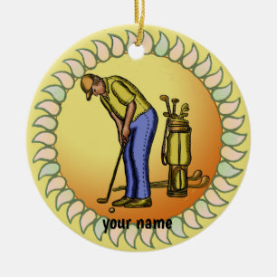 Golfer Opa Keramik Ornament