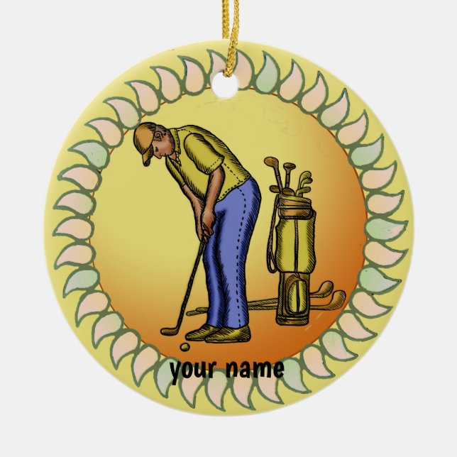 Golfer Opa Keramik Ornament (Vorne)