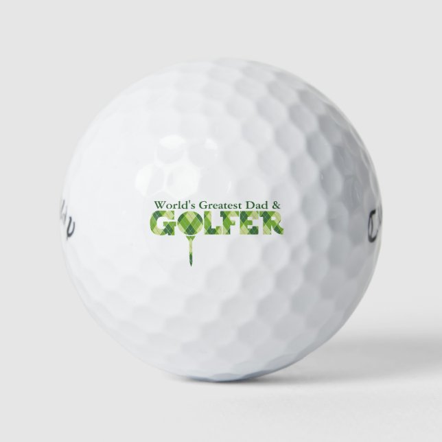 Golfer papa green plaid cadeau balles de golf (Devant)