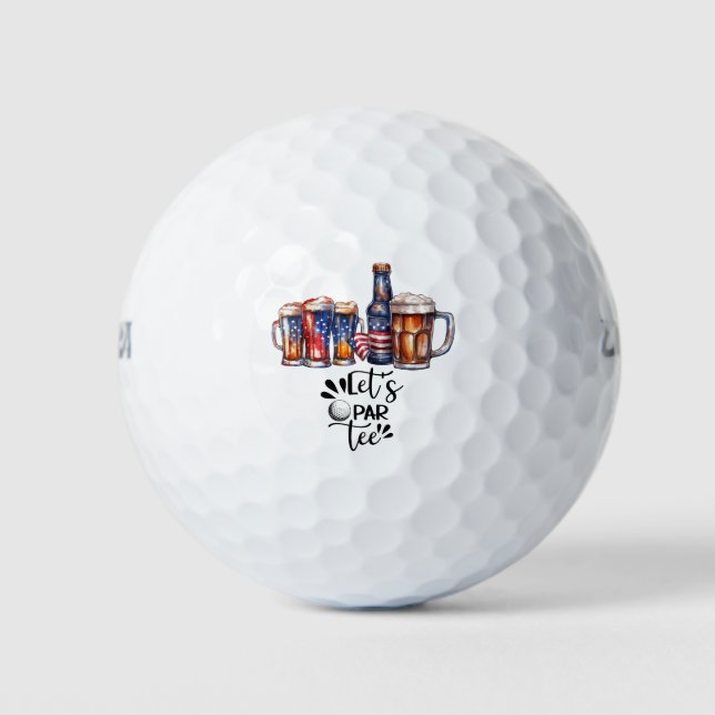 Golfer Par T-Shirt mit Bier Golfball (Vorderseite)