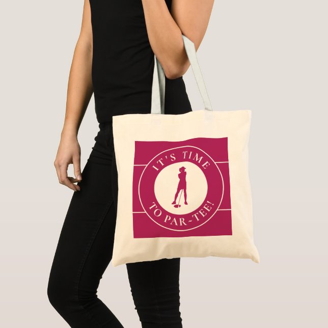 Golfer Par T-Shirt Time Golf Niedlich für ihr rosa Tragetasche (Vorderseite (Produkt))
