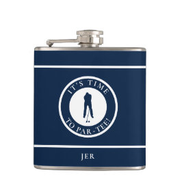 Golfer Par-Tee Funny Golf Monogram Humor For Him Flachmann