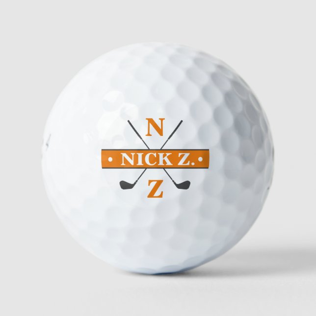 Golfer Personalisiert 2-Initialen Orange Markenbez Golfball (Vorderseite)