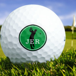Golfer Player Modern Sports Monogram Green Golfball