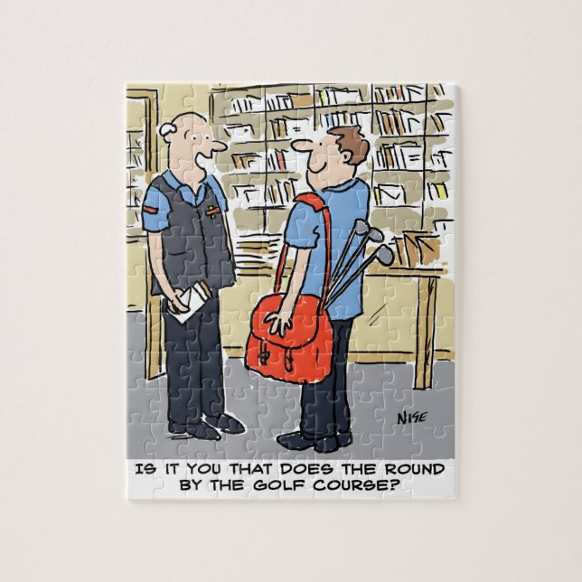 Golfer Postman Lieben Golf Cartoon (Vertikal)