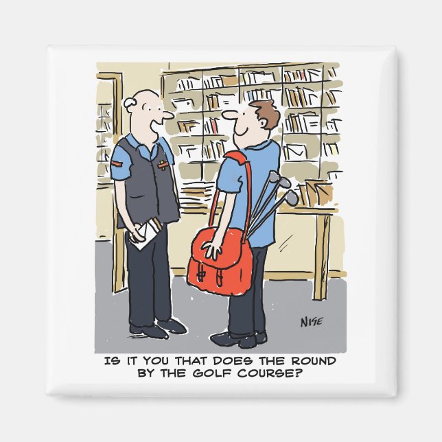 Golfer Postman Lieben Golf Cartoon Magnet (Vorne)