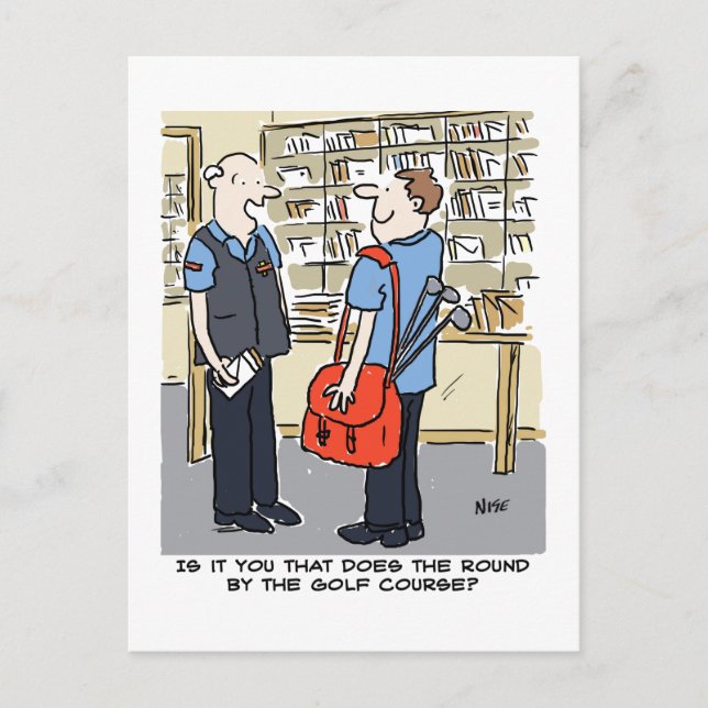Golfer Postman Lieben Golf Cartoon Postkarte (Vorderseite)