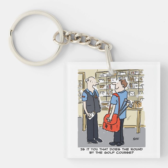 Golfer Postman Lieben Golf Cartoon Schlüsselanhänger (Vorderseite)