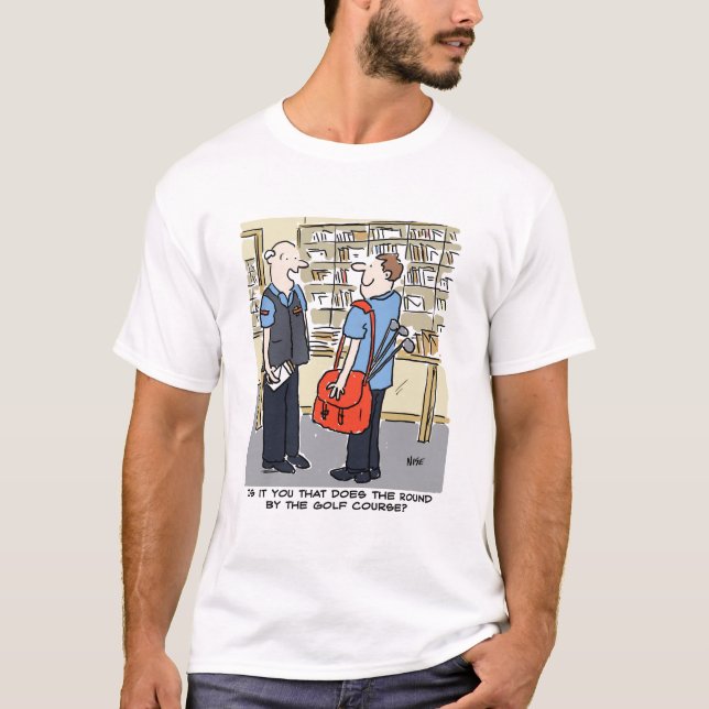 Golfer Postman Lieben Golf Cartoon T-Shirt (Vorderseite)