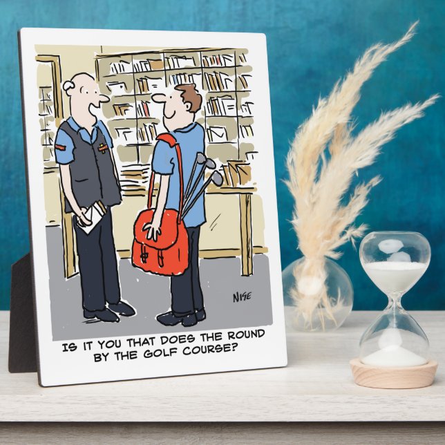 Golfer Postman Loves Golf Cartoon Fotoplatte (Seite)