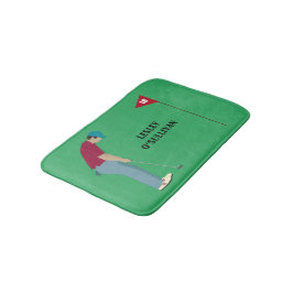 Golfer Putting Ball Themed Green Badematte