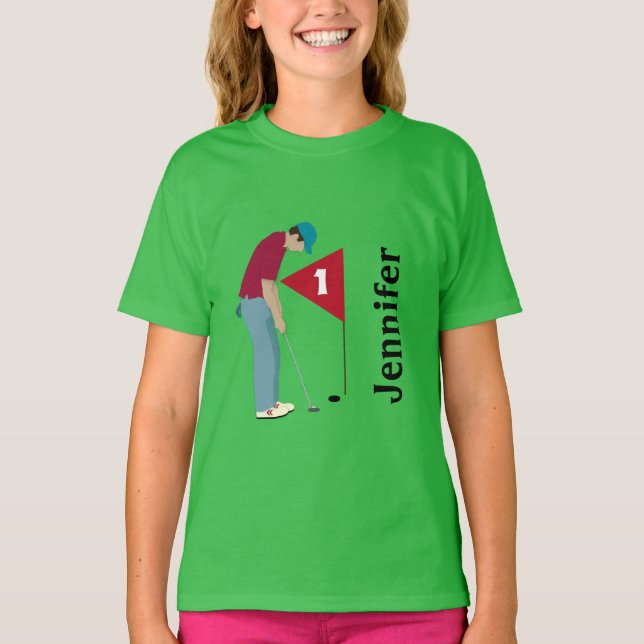 Golfer Putting Golf Ball Design T-Shirt (Vorderseite)