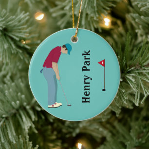 Golfer Putting Weihnachten Keramik Ornament