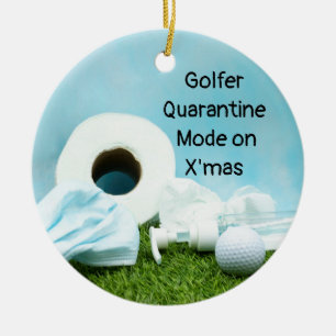Golfer-Quarantäne Weihnachtsmaske und -gewebe Keramik Ornament