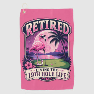 Golfer-Rentner-Humor 19. Loch Lustiger Flamingo Golfhandtuch