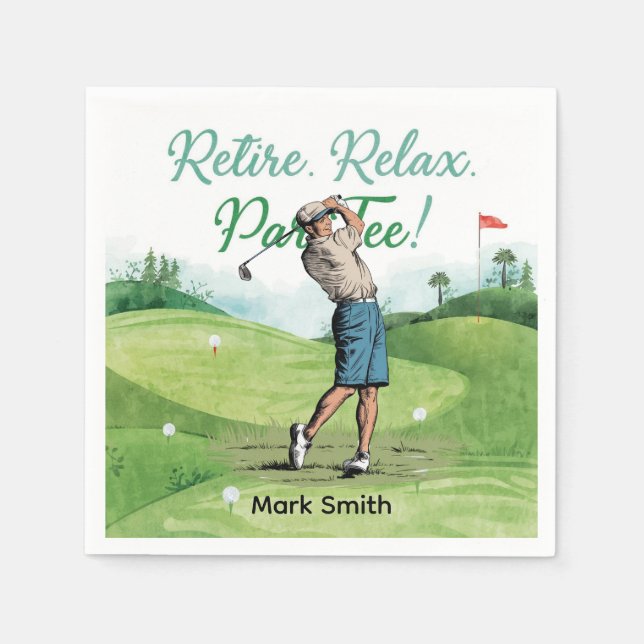 Golfer Ruhestand par tee Party Golf auf Kurs Serviette (Vorderseite)