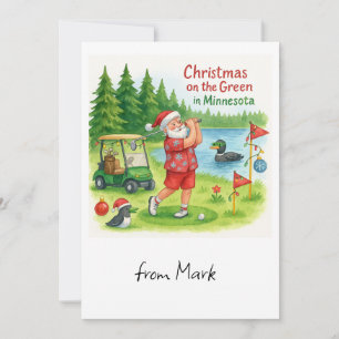 Golfer Santa Claus Golf im Tessin Feiertagskarte