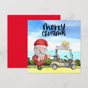 Golfer Santa Claus Golfen auf Grün zu Weihnachten