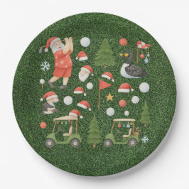Golfer Santa Claus Golfing in Minnesota on Green Pappteller