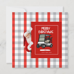 Golfer Santa Claus mit Golf Cart Frohe Weihnachten