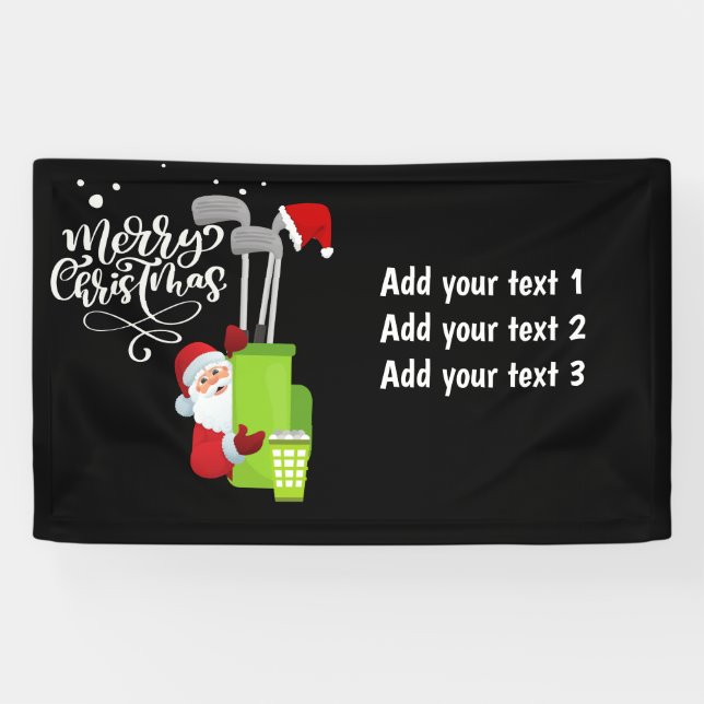 Golfer Santa Claus mit Golftasche Weihnachten Banner (Horizontal)